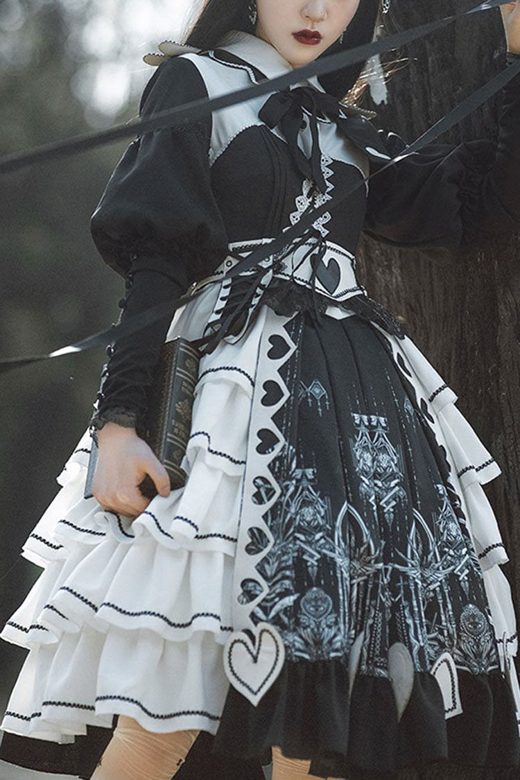 Black Love Eyes Print Retro Classic Lolita OP Dress - black - 1