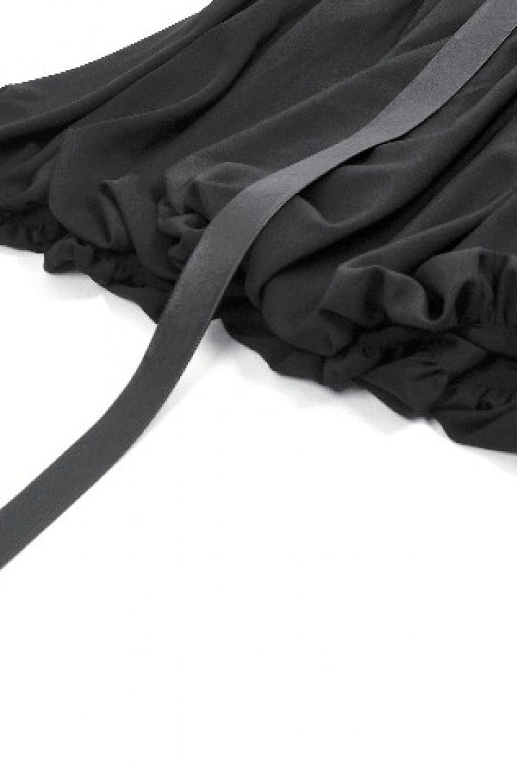 Black Bat Wing Buckled Women's Gothic Suspender Dress Graduation Dress with Tail - Product - 15