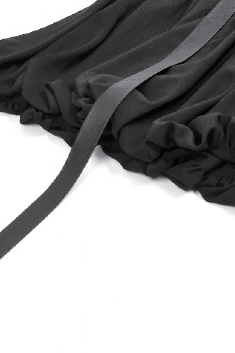 Black Bat Wing Buckled Women's Gothic Suspender Dress Graduation Dress with Tail - Product - 15