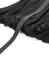 Black Bat Wing Buckled Women's Gothic Suspender Dress Graduation Dress with Tail - Product - 15
