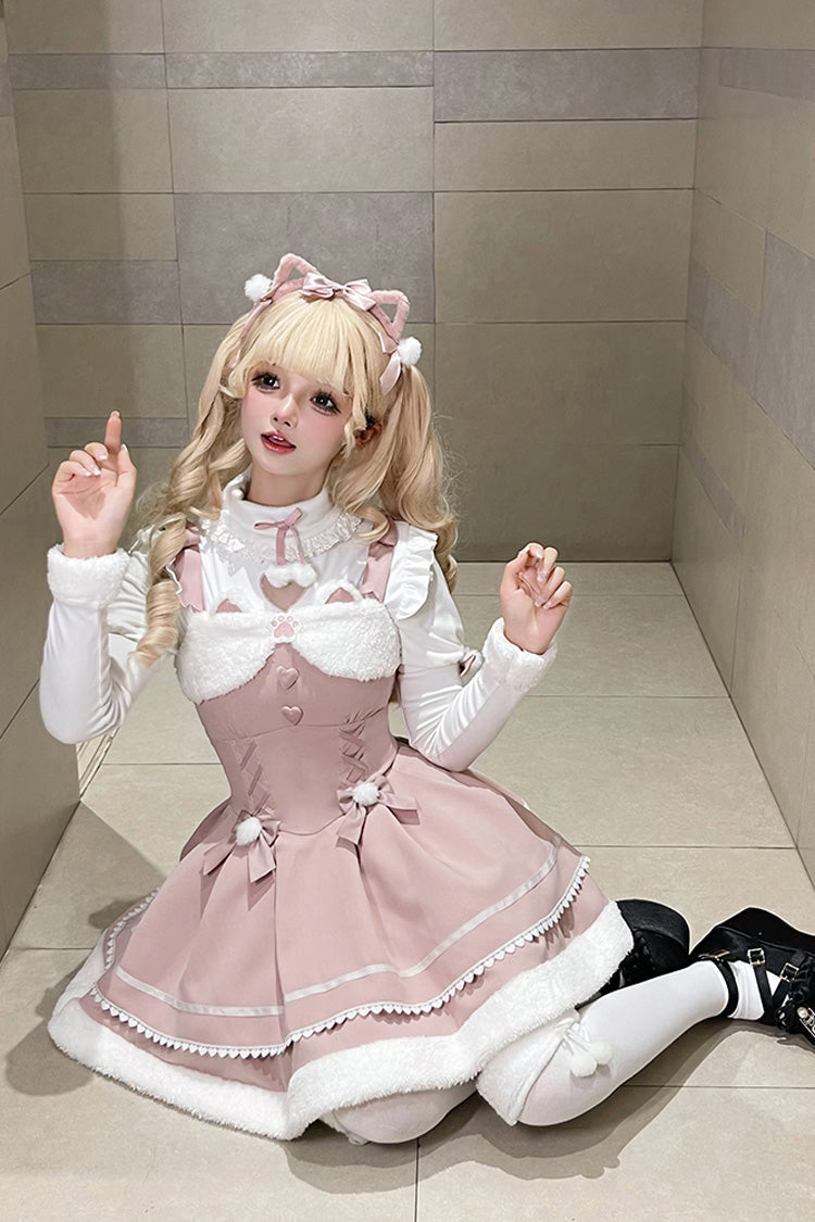 [Star Who Meow] Double-Layered Bowknot Autumn and Winter Sweet Lolita Jsk Dress 3 Colors - Product - 10