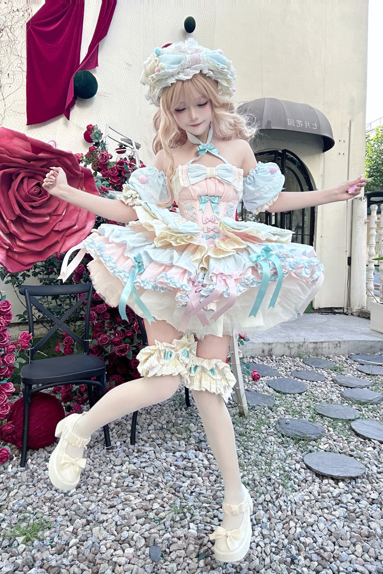 Multi-Color [Ribbon Dance] Multi-Layered Ruffle Bowknot Lace-Up Sweet Princess Lolita Dress - Product - 7