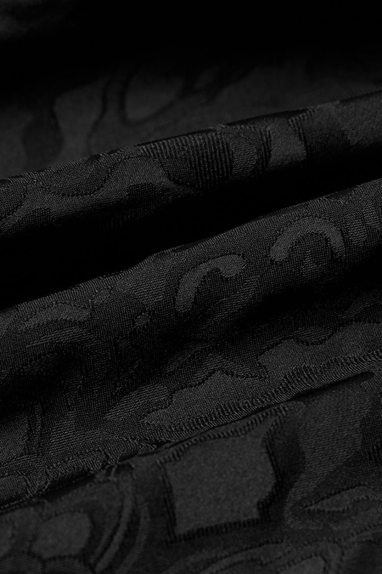 Jacquard Long Sleeve Front Metal Eyelets Lace Up Metal Carving Buckle Cuff Men's Gothic Shirt 3 Colors - Product - 9