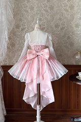 Pink Sleeveless Ruffle Bowknot Sweet Princess Fish Bone Bridesmaid Lolita Jsk Dress - Product - 5