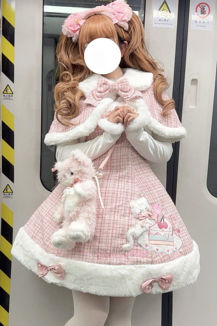 Pink Print Embroidery Bowknot Sweet Princess Lolita Jsk Dress - Product - 7