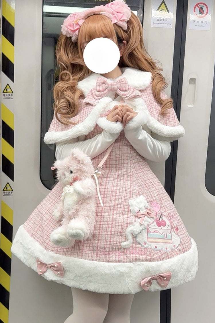 Pink Print Embroidery Bowknot Sweet Princess Lolita Jsk Dress - Product - 7