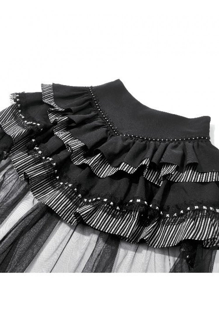 Black Women's Gothic Vintage Multi-Layered Ruffled Mesh Tail Skirt - Product - 12