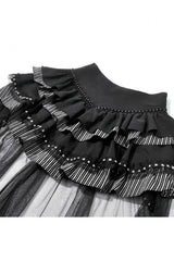 Black Women's Gothic Vintage Multi-Layered Ruffled Mesh Tail Skirt - Product - 12
