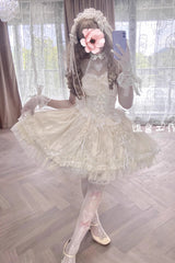 Ivory Ballet Dream Halterneck Ruffle Bowknot Lace Mesh Sweet Lolita Dress - Product - 5
