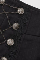 Black Double-breasted Chain Cross Embroidery Ouji Vintage Elegant Prince Gorgeous Lolita Pants - Product - 6