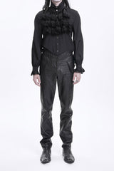 Black High Waisted Faux Leather  Men's Gothic Pants - Product - 2