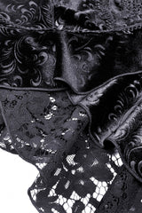 Black Jacquard Lace Lace-Up Women's Gothic Dovetail Wrap Skirt - Product - 16