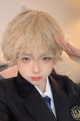 Sand Gold Natural Tin Foil Perm Short Hair Ouji Wig - Product - 3