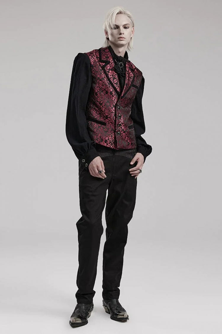 Men's V Collar Sleeveless Print Luxury Gem Four Button Stitching Gothic Vest 2 Colors - Product - 8