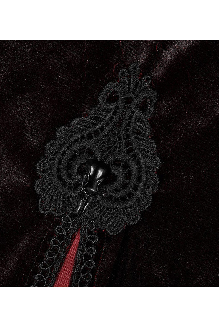 Black/Red Gothic Palace Gorgeous Straps Fantasy Gradient Skirt Large Open Sleeves Hooded Women's Cloak - Product - 8