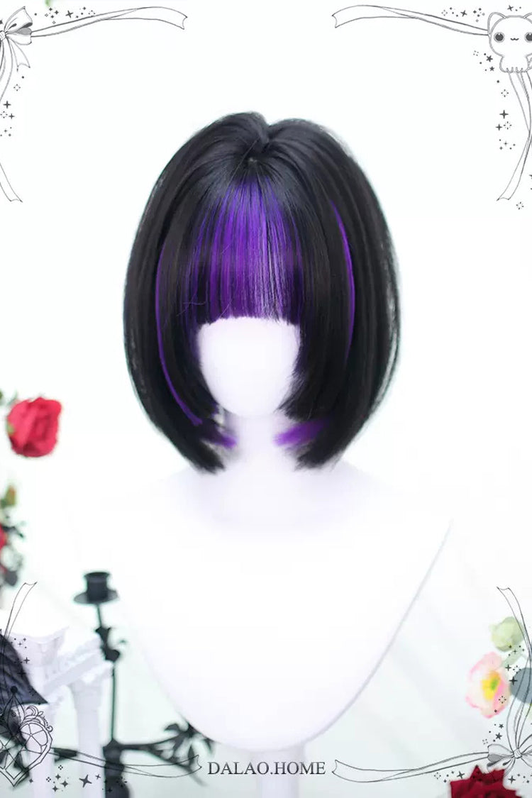 Black/Purple Picking Short Straight Sweet Lolita Wigs - Product - 2