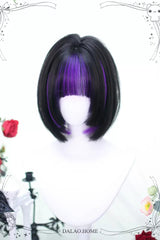 Black/Purple Picking Short Straight Sweet Lolita Wigs - Product - 2