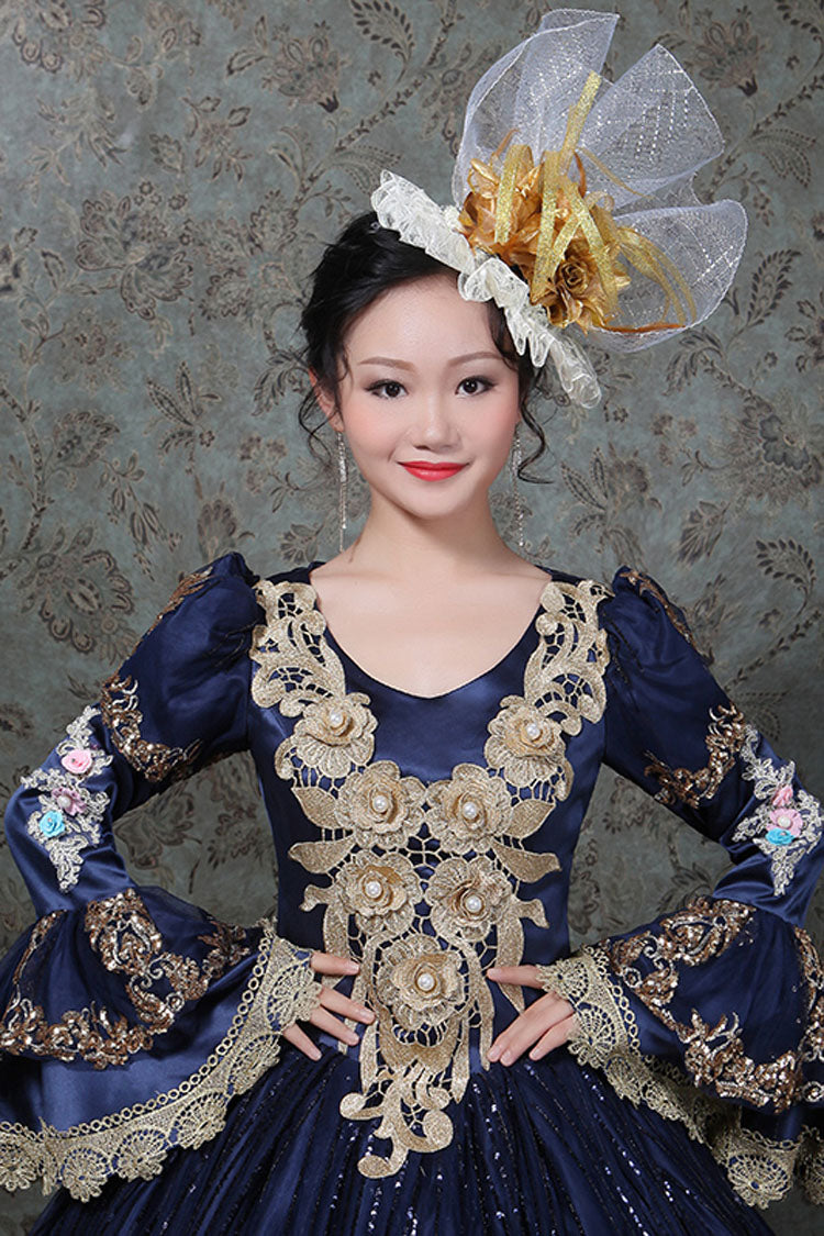 Hime Sleeves High Waisted Three Dimensional Hollow Embroidery Floral Print Ruffled Multi-Layer Victorian Lolita Prom Dress - Product - 4