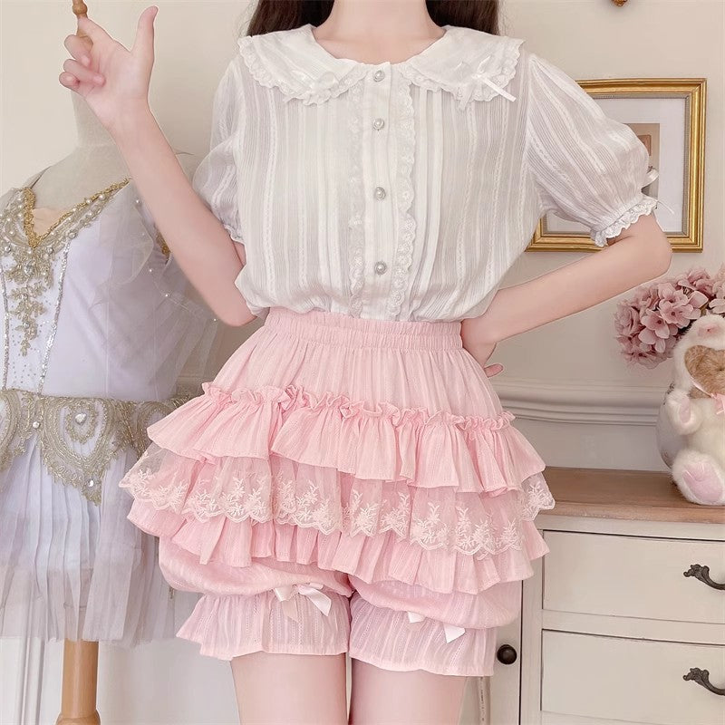 Lace Cotton Layered Lolita Pumpkin Pants 4 Colors - Product - 11