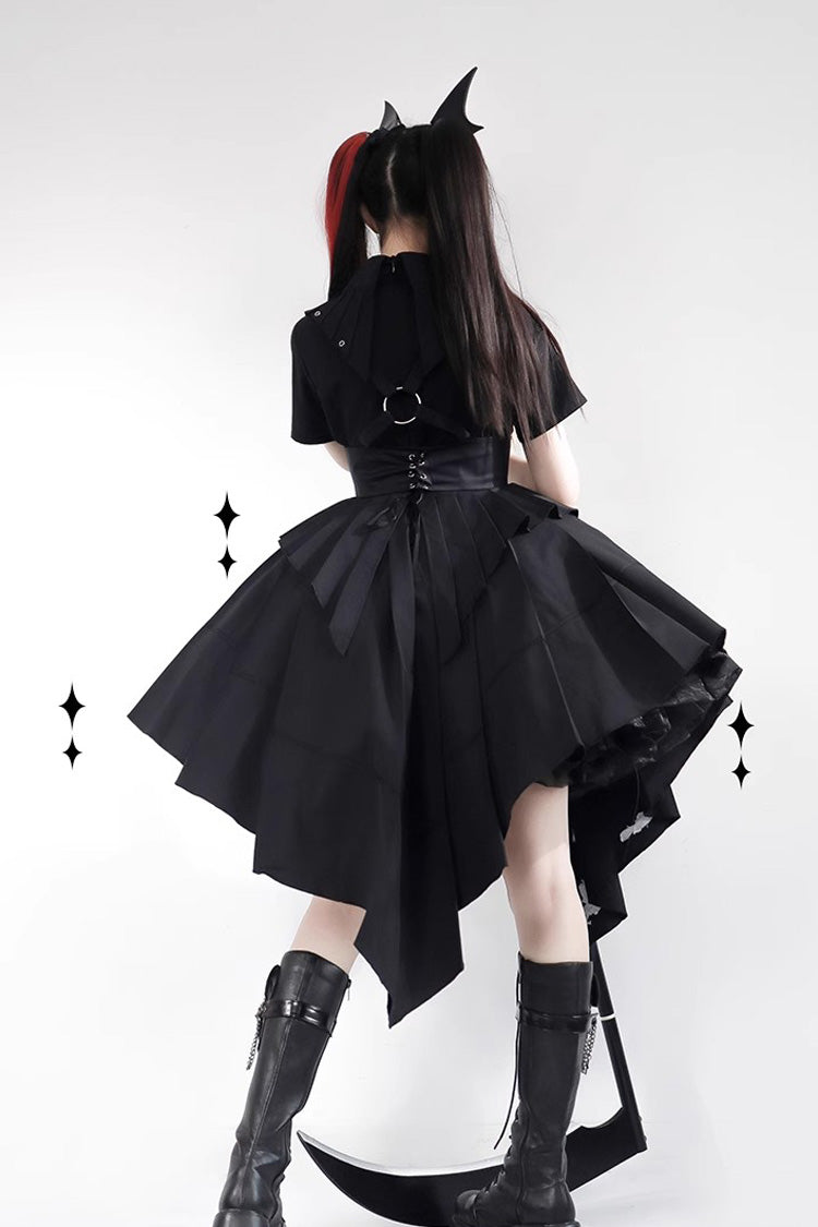Black Travelling Thorns Short Sleeves Print Gothic Elegant Lolita Dress - Product - 3