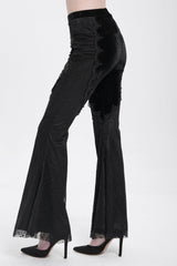Black Floral Embroidery Stitching Lace Women's Gothic Pants - Product - 8