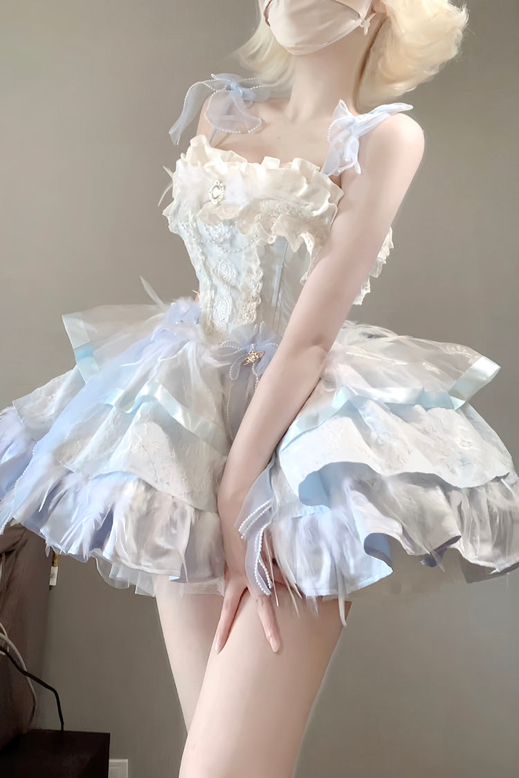 Wings Arrival Multi-layer Ruffle Bowknot Ballet Style Sweet Elegant Lolita Jsk Dress 3 Colors - Product - 6