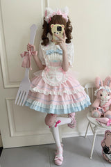Cat Ear Story Multi-layer Ruffle Bowknot Sweet Lolita Jsk Dress 4 Colors - Product - 4