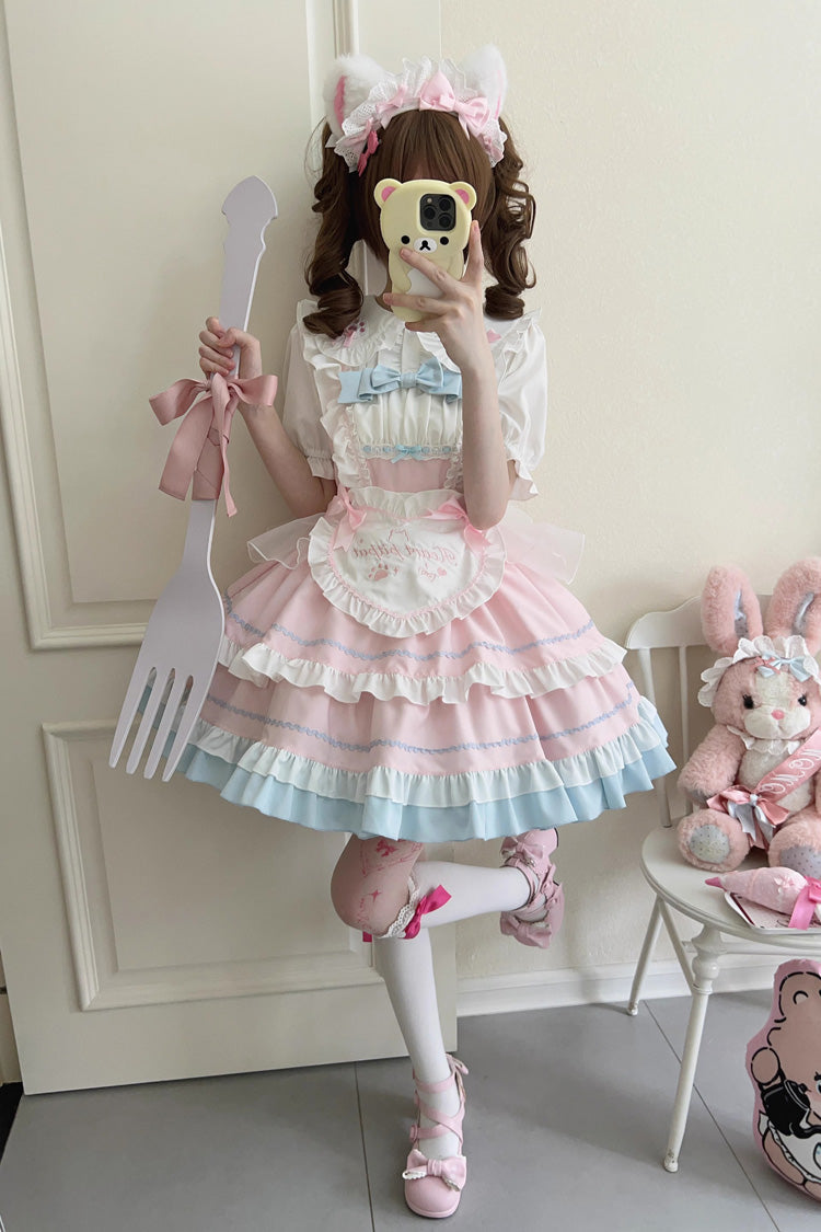 Cat Ear Story Multi-layer Ruffle Bowknot Sweet Lolita Jsk Dress 4 Colors - Product - 4