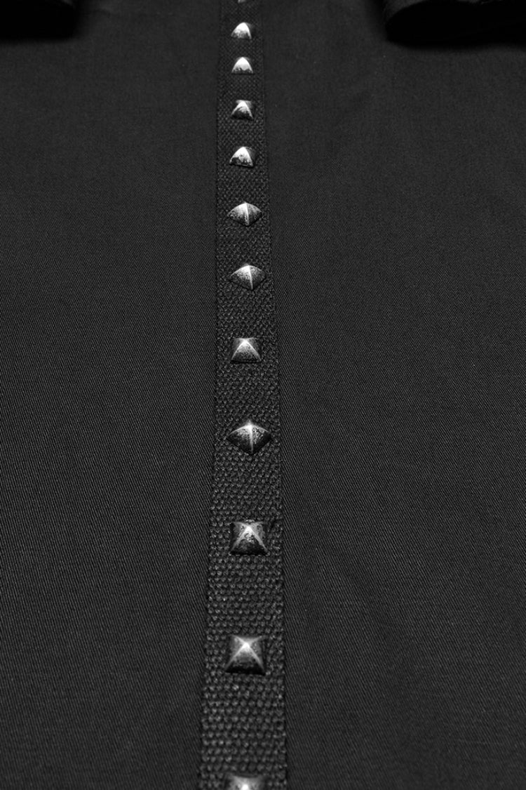 Black Stand Collar Stitching Mesh Men's Punk Vest - Product - 8