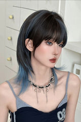 Ombre Wolf Cut Samurai Style Clavicle‑Length Sweet Lolita Full Wig 2 Colors - Product - 7