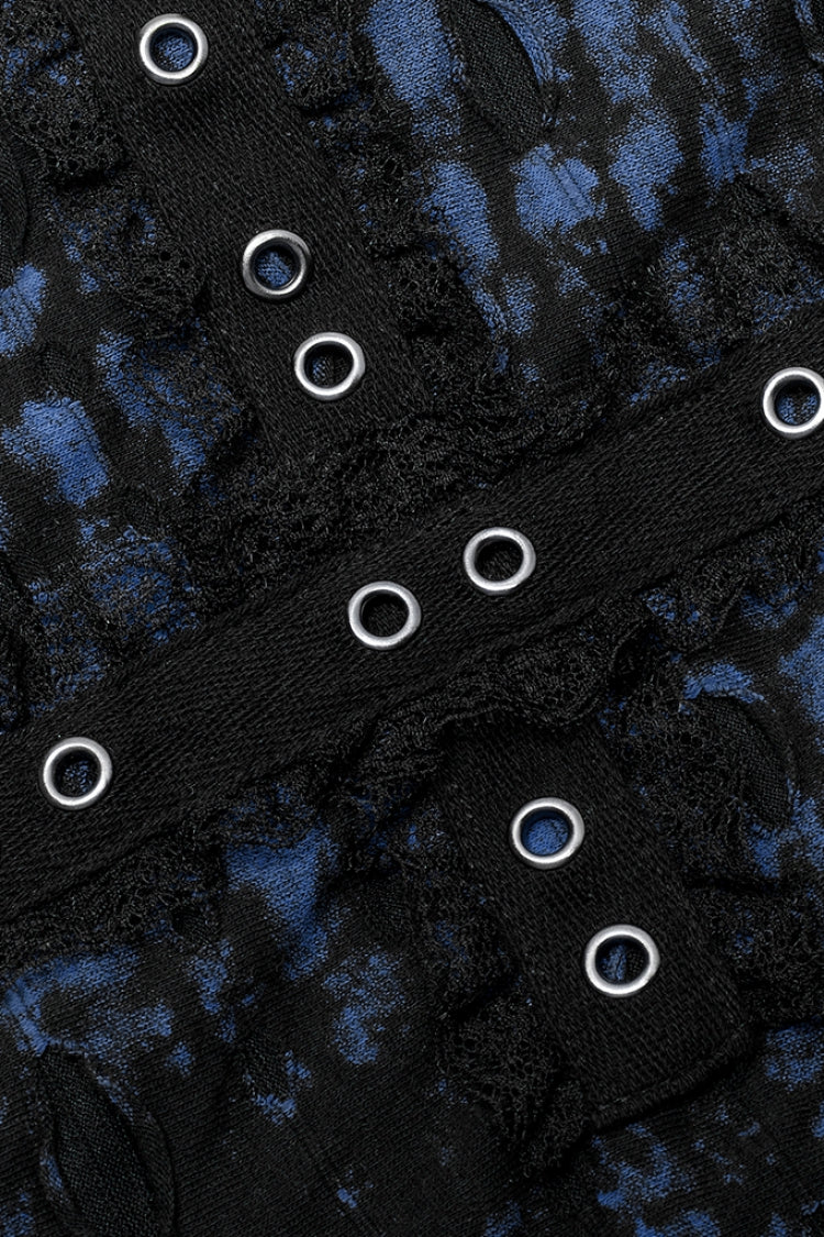 Abstract Print Stitching Lace Ripped Women's Gothic Skirt 2 Colors - Product - 7