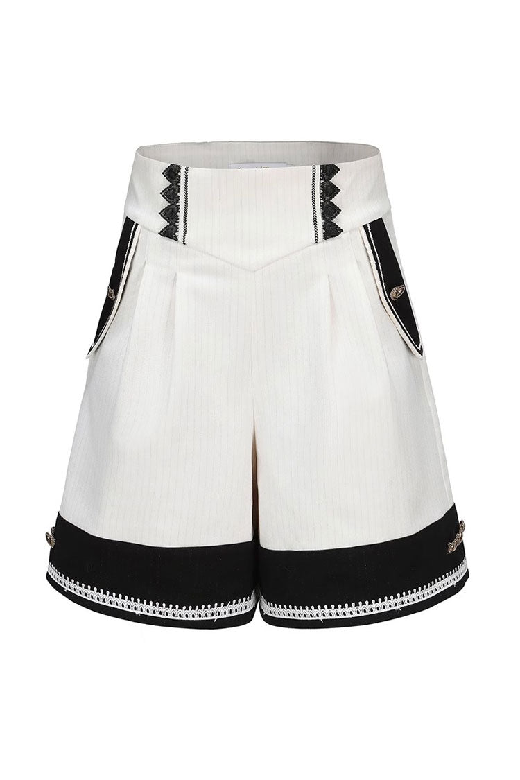 White Rabbit Duke Handsome Elegant Ouji Fashion Lolita Shorts - White - 1