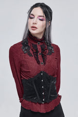 Black Embroidered Lace Lace-Up Slim Women's Gothic Underbust Corset - Product - 3