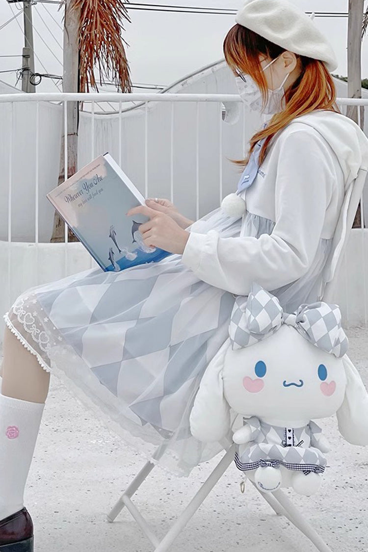 White/Blue Bowknot Big Ears Doll Sweet Lolita Backpack - Product - 6