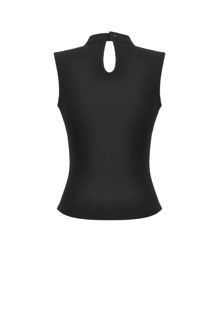 Black Women's Punk Cross Eyelet Cut-Out Coffin Mesh Splice Tank Top - Product - 13
