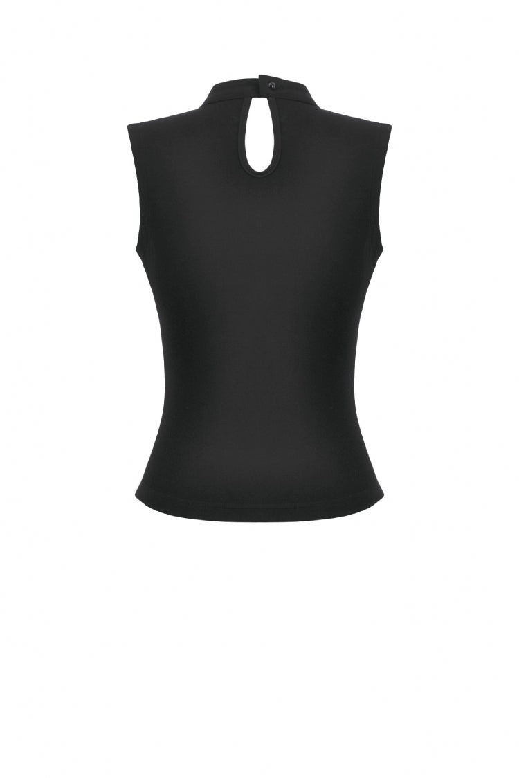 Black Women's Punk Cross Eyelet Cut-Out Coffin Mesh Splice Tank Top - Product - 13