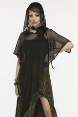 Black Hollow Hooded Women's Gothic Cloak - Product - 2
