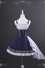 Blue [Rabbit Police Officer] Ruffled Bow Asymmetric College Style Handsome Lolita Jsk Dress - Product - 3