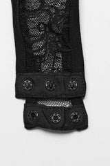 Sleeveless Print Hollow Lace Mesh Sheer Womens Steampunk Bodysuit 3 Colors - Product - 23