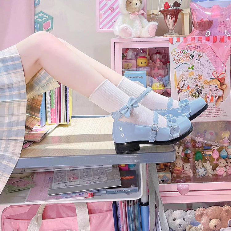 Sweet Ruffle Bowknot Japanese Lolita Shoes 15 Colors - Product - 24