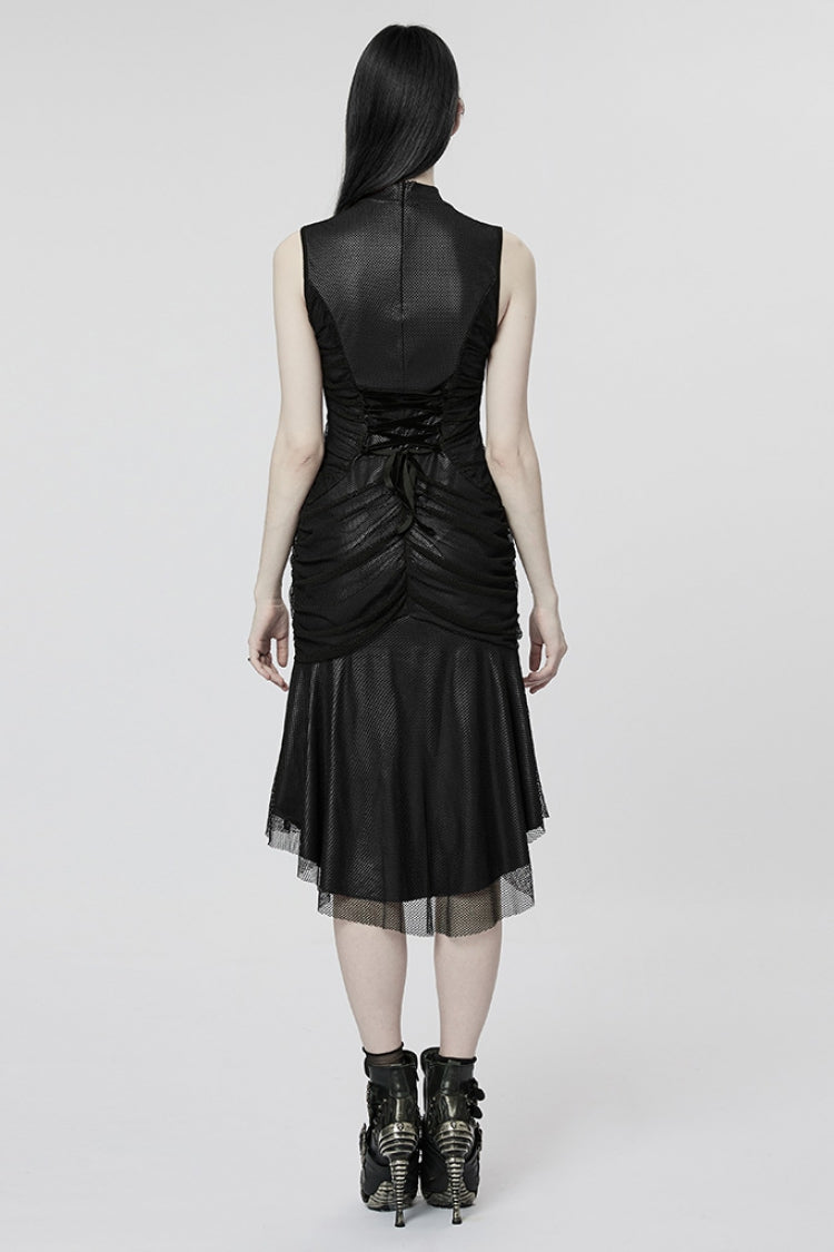 Sleeveless Slim Mesh Fishtail Women's Gothic Dress 2 Colors - Product - 5