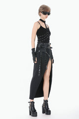 Black Women's Punk Halter Eyelet Chest Harness - Product - 2