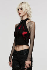 Sleeveless Spider Print Hollow Stitching Ripped Women's Steampunk Vest 3 Colors - Product - 18