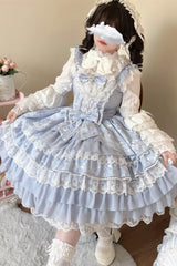 [Love Feather] Multi-Layered Hanayome Bowknot Lace Sweet Gorgeous Lolita Jsk Dress 4 Colors - Product - 4
