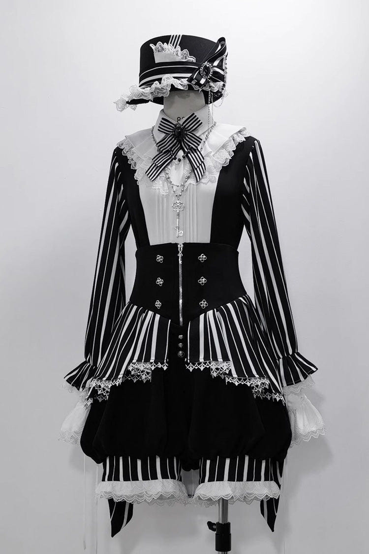 Black/White Wonderful Trick Print Lace Ouji Fashion Elegant Lolita Blouse - Product - 9
