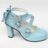 Blue Cross Bandage Bowknot High Heel Lolita Shoes - Product - 3