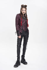 Red Pentacle Lace-Up Buckle Women's Punk Jacket - Product - 11