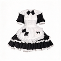 Lolita Style Ruffle Dress with Apron and Bow Accents