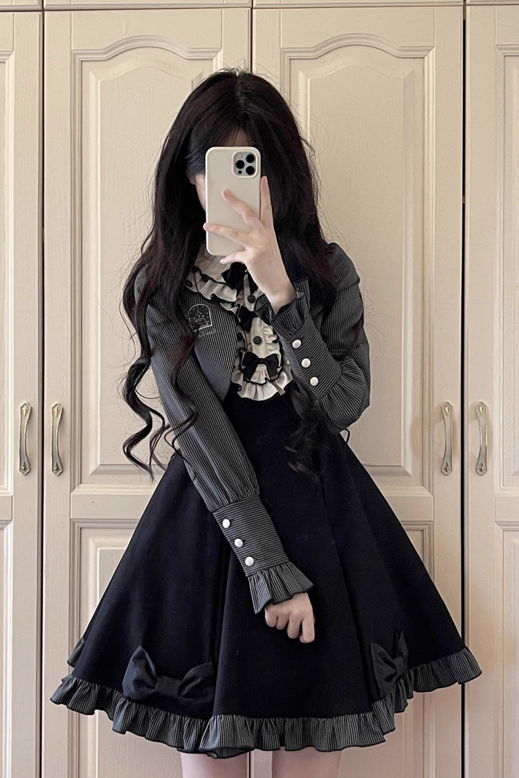 Black Viol Serenade Long Sleeves Bowknot Stitching Sweet Elegant Two Fake Pieces (Multiple Configurations) detail view 10
