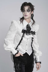 White Printed Diamante Beaded Embroidered Patchwork Lace Men's Gothic Luxurious Royal Neckwear - Product - 4